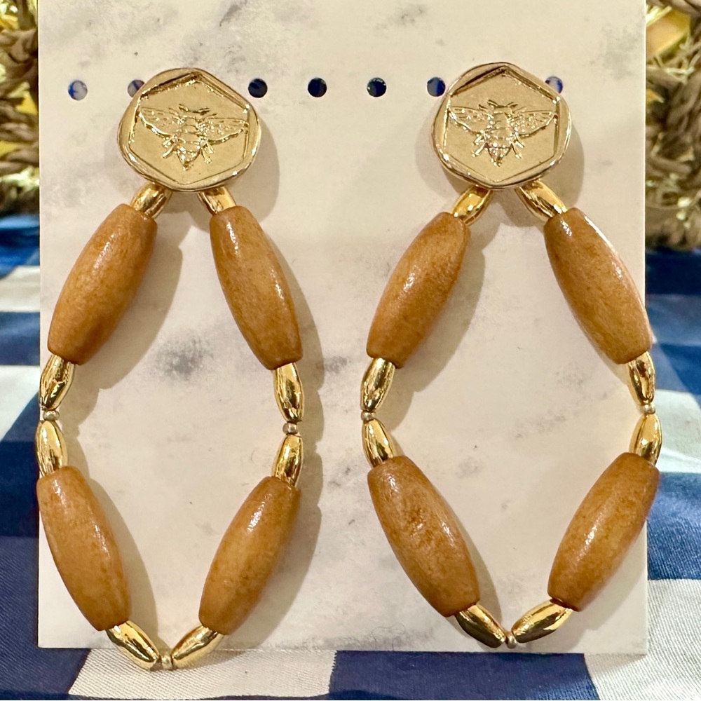 Wooden Bee Earrings